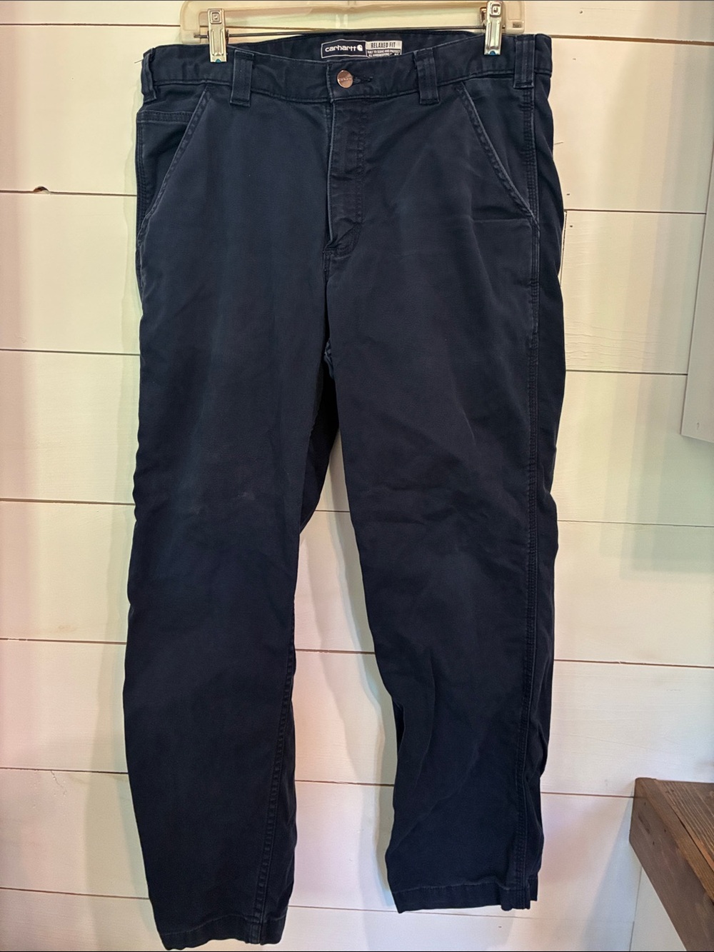 Carhartt Navy Relaxed Fit Rugged Flex Cargo Work Trousers Size 34 x 30